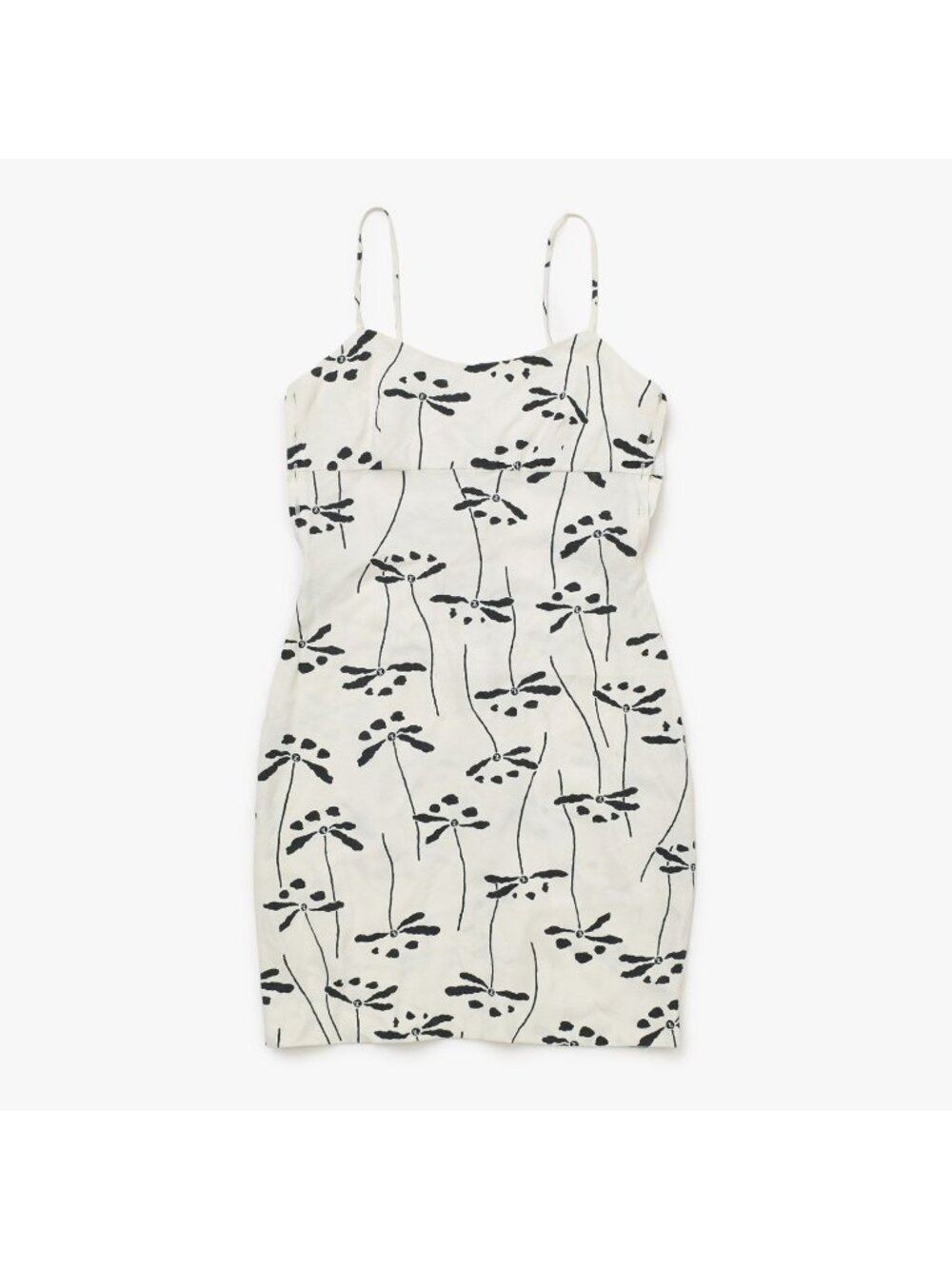 Chanel Mini Dress CC Logo Dragonfly Motif White Black Vintage 4 36